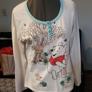 Disney Winnie the Pooh Long Sleeve Shirt - White and Blue